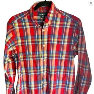 NWOT Polo RALPH LAUREN Boys Red Plaid Dress Shirt Long Sleeve XL 18-20 Reg $45